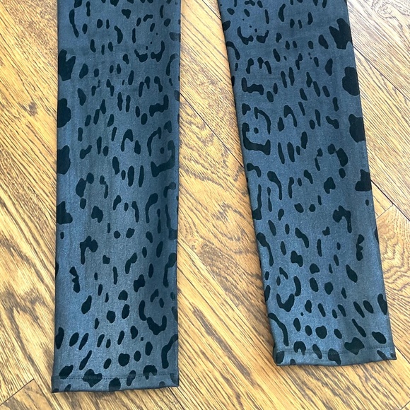 Robert Cavalli Black Leopard Print coated finish straight leg jean - Picture 3 of 8